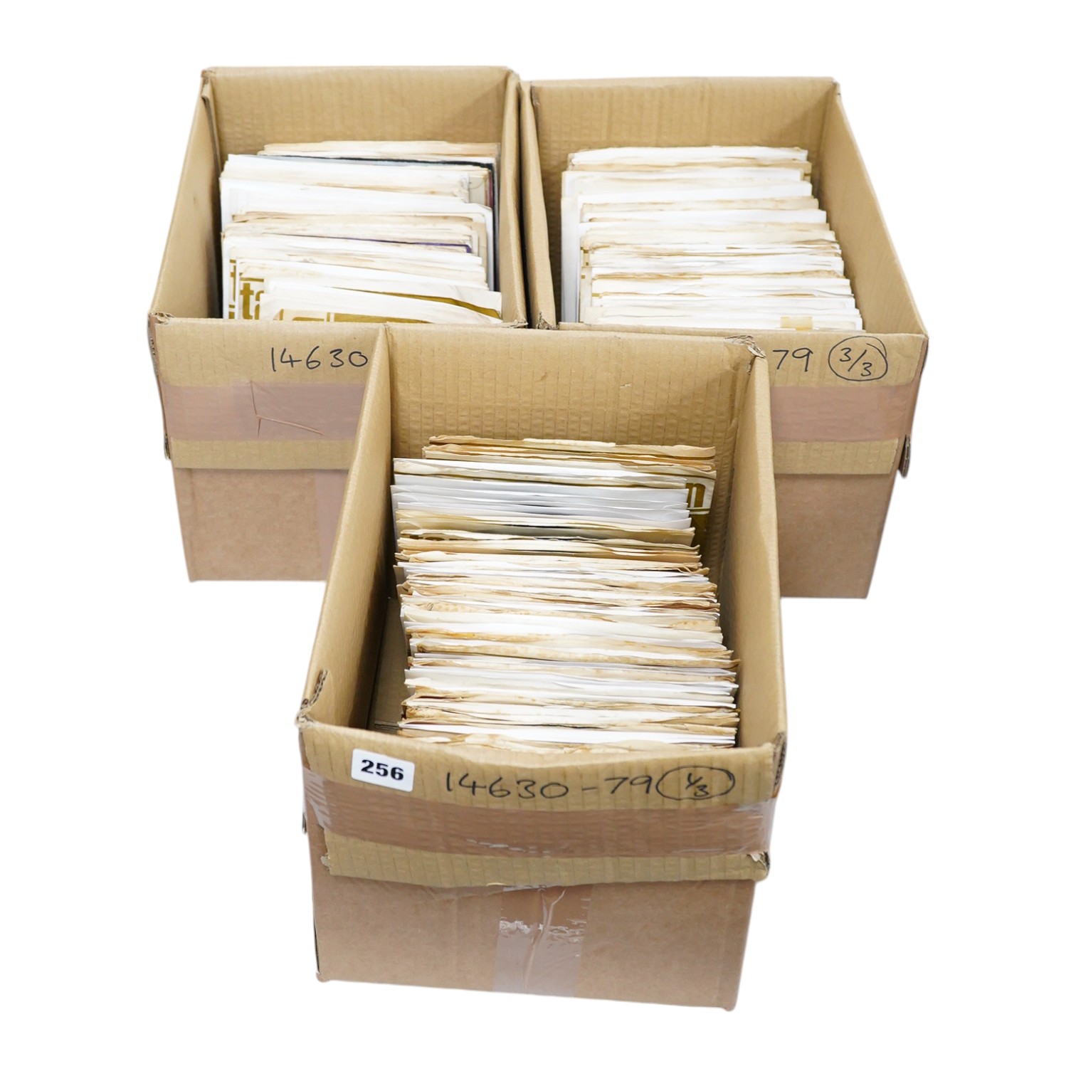 Three boxes of 7 inch singles, all on the Tamla Motown label, artists include; the Supremes, Marvin Gaye, Stevie Wonder, the Four Tops, The Temptations, Jimmy Mac, Jimmy Ruffin, Gladys Knight, Diana Ross, Jermaine Jackso